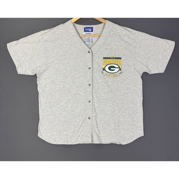 Vintage 90's Green Bay Packers NFL Football Jersey Sleep Grey Large Shirt - Picture 1 of 10
